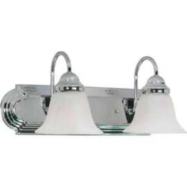 Satco 60/316 Ballerina 2 Light - 18" - Vanity w/ Alabaster Glass Bell Shades Polished Chrome