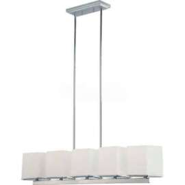 Nuvo 60/4091 Bento-5 Light Island Pendant, Satin White, Polished Chrome,-5.625"W X 42"H
