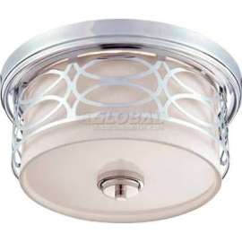 Nuvo 60/4627 Harlow-2 Light Flush Dome Fixt., Slate Gray Fabric Shade, 13.375X 6.875"H