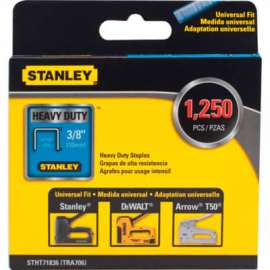 STANLEY STHT71836 Crown Staple, 27/64 in W Crown, 3/8 in L Leg, Steel, 0.05 ga Gauge, Glue Collation