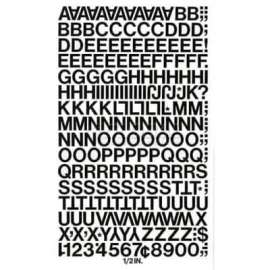 Chartpak Vinyl Letters & Numbers, CHA01010, 1/2"H, Black, Helvetica Font, 201 Pcs