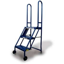 3 Step Folding Rolling Ladder Stand - Perforated Tread - KDMF103166