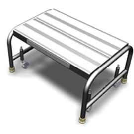 1 Step Mobile Aluminum Step Stand w/ Solid Ribbed Top Step & 24"W Platform - WLAR001244