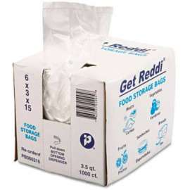 Inteplast Group Get Reddi Poly Food Bags, 3.5 Qt., 6"W x 15"L, Clear, 1000/Pack