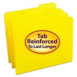 Smead File Folders, 1/3 Cut, Reinforced Top Tab, Letter, Yellow, 100/Box