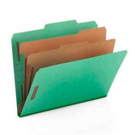 Smead Pressboard Classification Folders, Letter, Six-Section, Green, 10/Box
