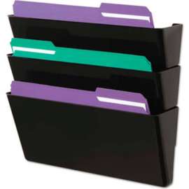 Universal Recycled Wall File, Three Pocket, Plastic, Black