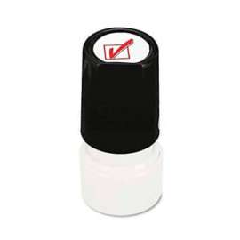 Universal Round Message Stamp, CHECK MARK, Pre-Inked/Re-Inkable, Red