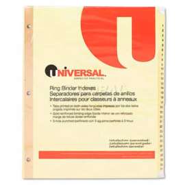 Universal One Preprinted Plastic-Coated Tab Dividers, 31 Numbered Tabs, Letter, Buff, 31/Set