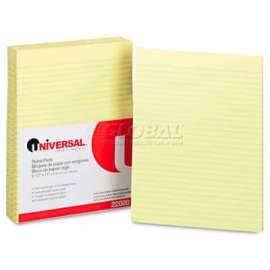Universal Glue Top Writing Pads, Wide Rule, Letter, Canary, 50-Sheet Pads/Pack, Dozen