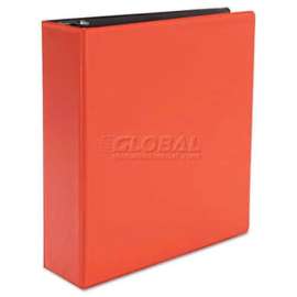 Universal Suede Finish Vinyl Round Ring Binder, 3" Capacity, Red