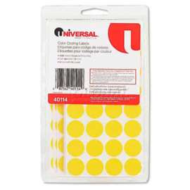 Universal Permanent Self-Adhesive Color-Coding Labels, 3/4in dia, Yellow, 1008/Pack