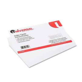Universal Unruled Index Cards, 5 x 8, White, 100/Pack