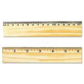 Universal Flat Wood Ruler w/Double Metal Edge, 12", Clear Lacquer Finish