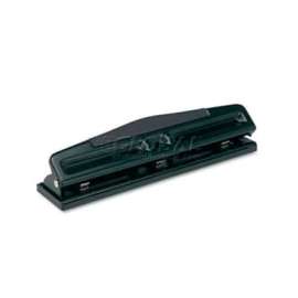 Universal 12-Sheet Deluxe Two- and Three-Hole Adjustable Punch, 9/32" Holes, Black