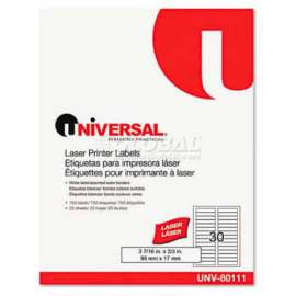 Universal Laser Printer File Folder Labels, 3-7/16" x 2/3", Assorted, 750/Pack