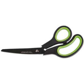 Universal One Industrial Scissors, 8" Length, Bent, Black Carbon Coated Blades, Black/Blue