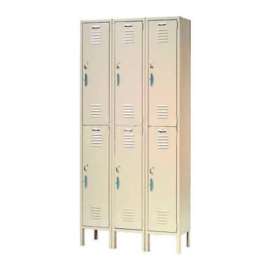 Global Industrial Capital 2-Tier 6 Door Locker, 12"Wx18"Dx36"H, Tan, Unassembled