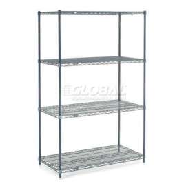 Nexel Nexelon, 4 Tier, Wire Shelving Starter Unit, 48"W x 24"D x 74"H