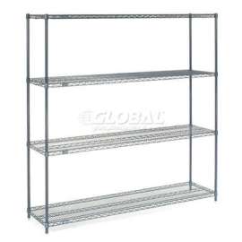 Nexel Nexelon, 4 Tier, Wire Shelving Starter Unit, 60"W x 18"D x 86"H