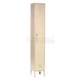 Global Industrial Capital 1-Tier 1 Door Locker, 12"W x 18"D x 72"H, Tan, Assembled