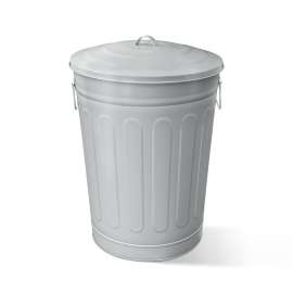 Plexon Round Trash Can 13 Gallon, Vintage Metal Outdoor Trash Can with Lid, Retro Farmhouse Garbage Container, Old School Modern Ash Bucket, Gray