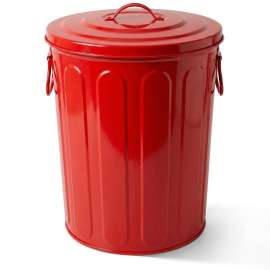 Plexon 5 Gallon Small Metal Trash Can with Lid Outdoor Galvanized Steel Bucket with Lid 5 Gal Storage Can for Dog Food Bird Seed Storage Container Rodent Pet Proof, Red