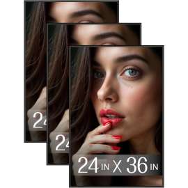 Poster Frame, 24'' x 36'', Black, 3/Box