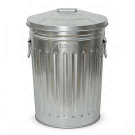 Plexon 2 Gallon Small Metal Trash Can with Lid Bathroom Garbage Can with Lid Round Galvanized Steel Waste Basket for Bedroom Office Kitchen Indoor Metal Basket