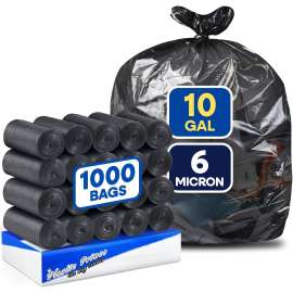 24'' x 23'', 10 Gallon, 6 Mic, Black High-Density Can Liners, 1000/Case