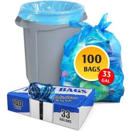 23" x 10" x 39" 33 Gal 1.5 Mil Blue Recycling Bags, 100/Case
