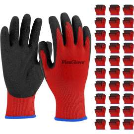 10 Gauge 2 Threads Red/Black Latex Coated Gloves, Size 10, 10 Pairs/Bag, 300 Pairs/Carton