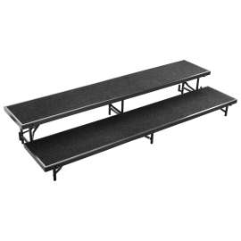 NPS - Black Carpet 96"L x 18"W x 16"H 2 Level Standing Straight Choral Riser