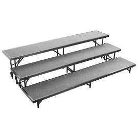 NPS - Gray Carpet 96"L x 18"W x 24"H 3 Level Standing Straight Choral Riser