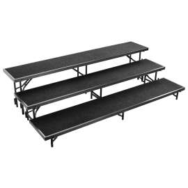 NPS - Black Carpet 96"L x 18"W x 24"H 3 Level Standing Straight Choral Riser