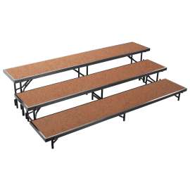 NPS - Brown Hardboard 96"L x 18"W x 24"H 3 Level Standing Straight Choral Riser