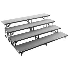 NPS - Gray Carpet 96"L x 18"W x 32"H 4 Level Standing Straight Choral Riser