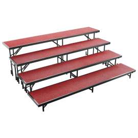 NPS - Red Carpet 96"L x 18"W x 32"H 4 Level Standing Straight Choral Riser