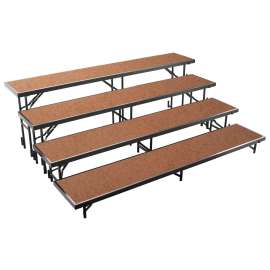 NPS - Brown Hardboard 96"L x 18"W x 32"H 4 Level Standing Straight Choral Riser
