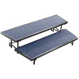 NPS - Blue Carpet 60" to 66"L x 36"W x 16"H 2 Level Standing Tapered Choral Riser