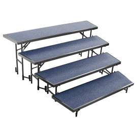 NPS - Blue Carpet 60" to 78"L x 72"W x 32"H 4 Level Standing Tapered Choral Riser
