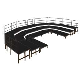 NPS - Black Carpet 576"L x 144"W x 24"H 3 Level Seated Choral Riser Packadges