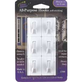 ALL PURPOSE HOOK 6/PK WHT