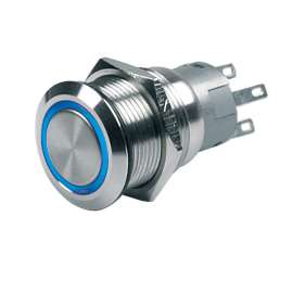 PUSH BUT SW MOM 12V BLUE LED