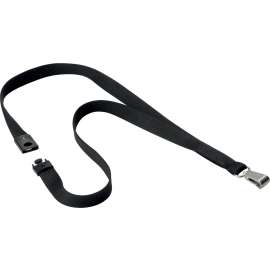DURABLE® Premium Textile Lanyard with Safety Release, Black, 10/Box