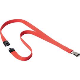 DURABLE® Premium Textile Lanyard with Safety Release, Coral, 10/Box