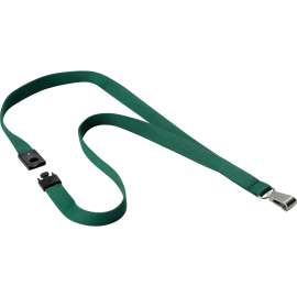 DURABLE® Premium Textile Lanyard with Safety Release, Dark Green, 10/Box