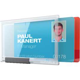 DURABLE® PUSHBOX Duo Security Card Holder for Two Cards, Clear, 10/Box