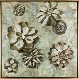 Lorell Succulent Floral Design Framed Canvas Art