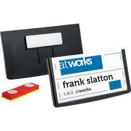 DURABLE® Framed Magnetic Name Badge, Black, 25/Box